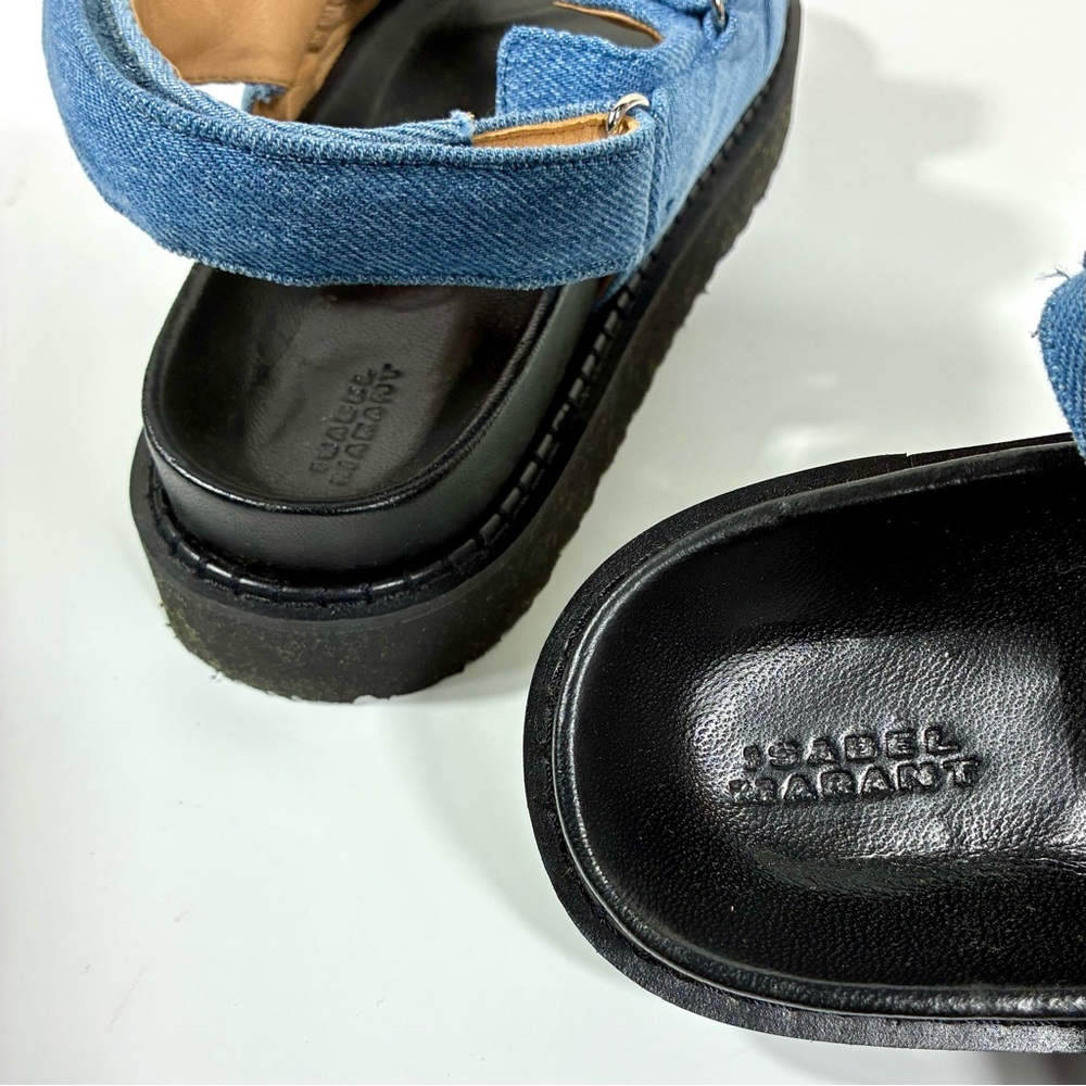 Isabel Marant Madee Platform Sandals Denim Light Blue 40 9 NEW Flat - Picture 14 of 17